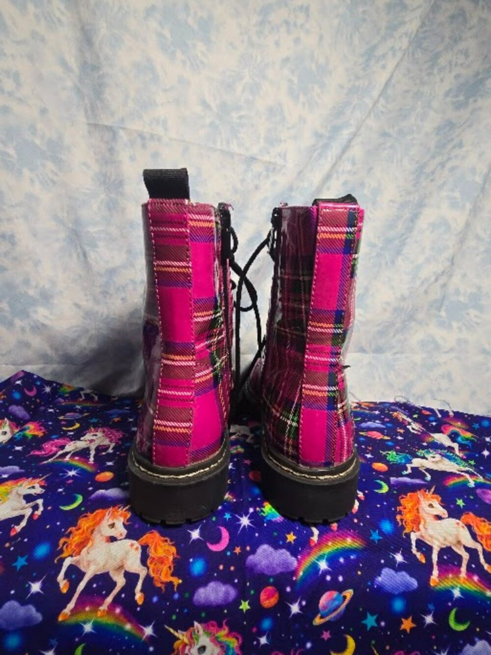 Betsey Johnson Elite Plaid Combat Boots - Picture 7 of 9